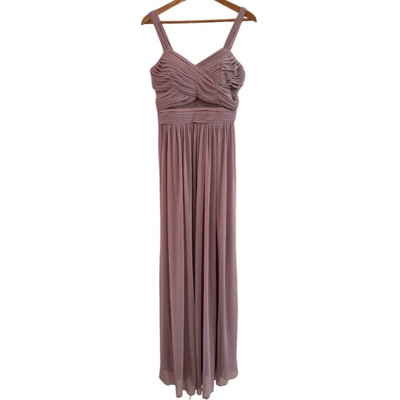 EVA USA 3125 Mauve Maxi Gown with Pleating and Mesh Panels size Medium - Picture 2 of 11